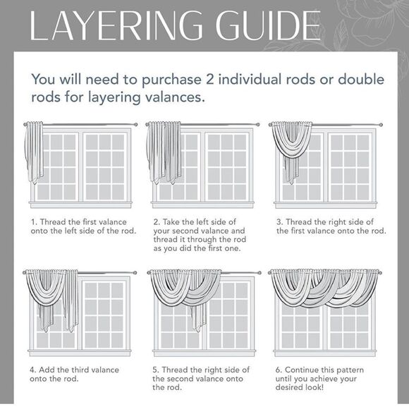 Elrene Home Fashions Versailles Faux Silk Waterfall Window Valances-3 total - Picture 3 of 5